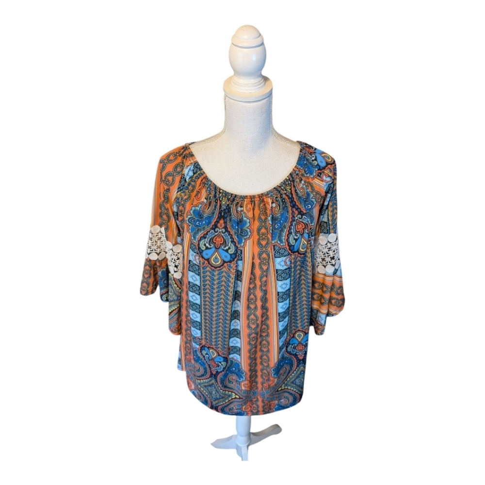 BOHO Lace Crochet Slinky Tunic size XL